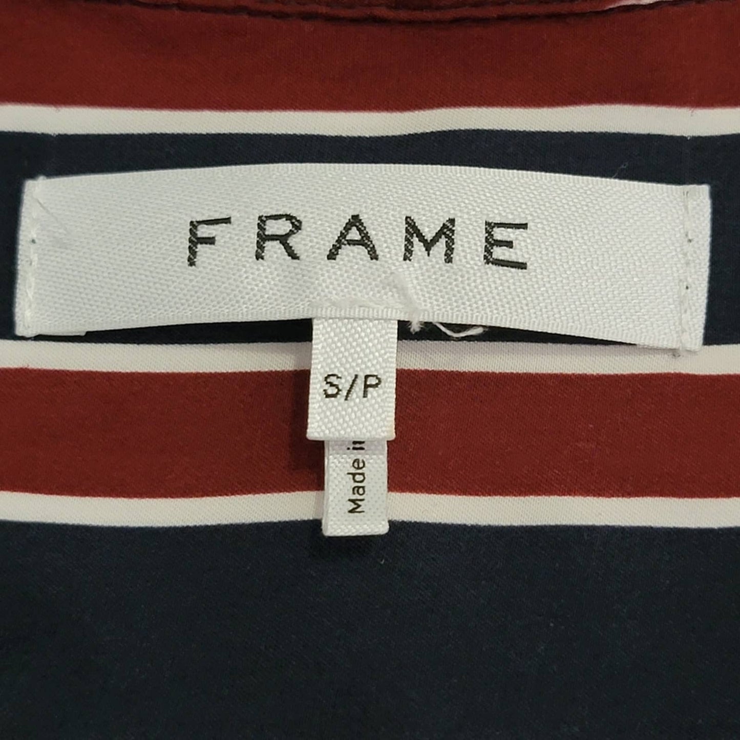 Frame Silk Striped Button Down Long Sleeve Shirt -  S
