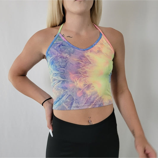 SHEIN Rainbow Tie Dye Cropped Cami Tank Top