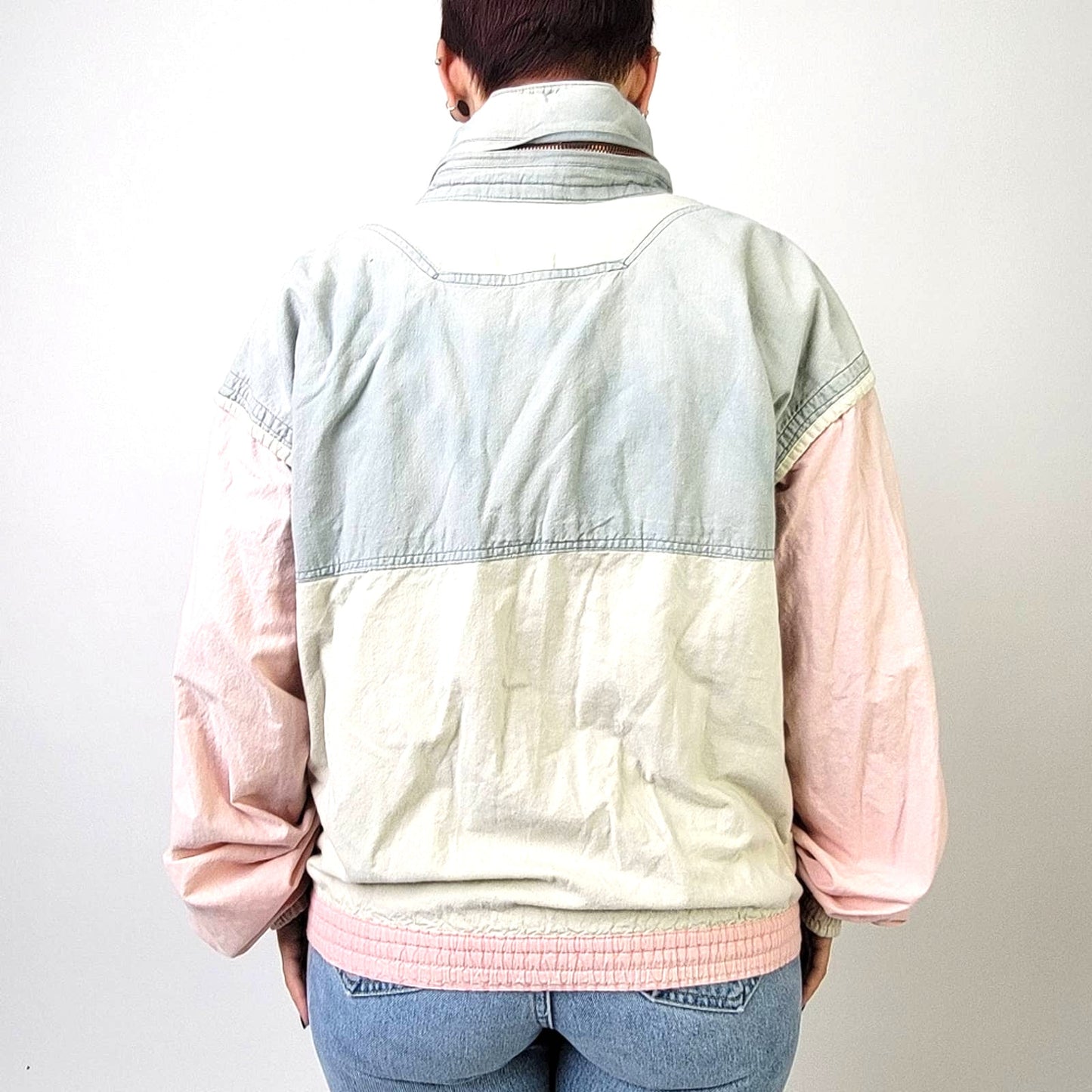 Vtg 90s Reversible Armadillo Color Block Pastel Ski / Bomber / Track Jacket