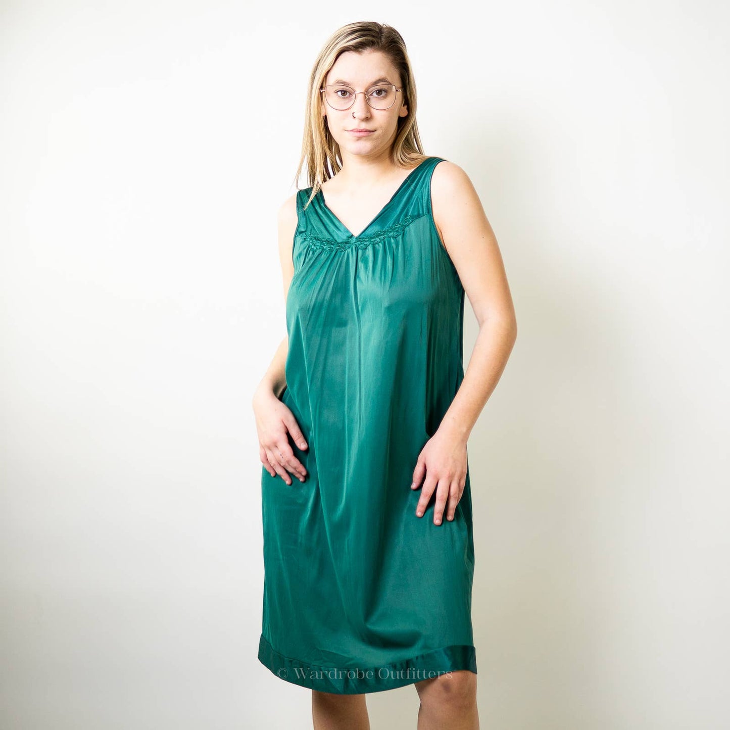 Vintage Emerald Green Lingerie Nightgown