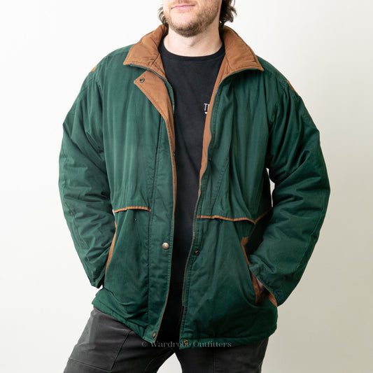 Vintage 90s Forest Green Quilted Parka Jacket by Learsi - M