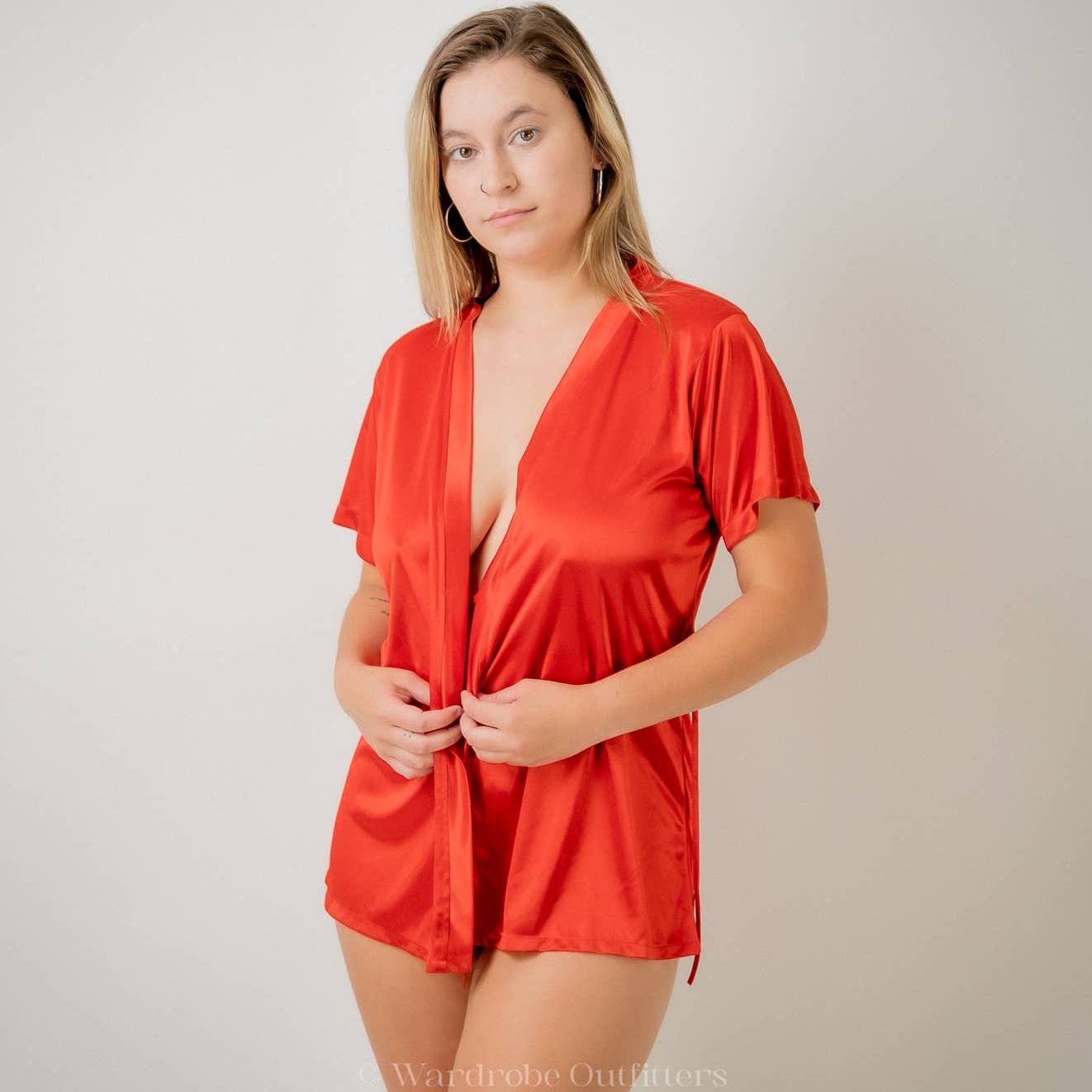 Vintage y2k Silky Babydoll Top Sleep Shirt Pajama Nightie Robe Lingerie - S