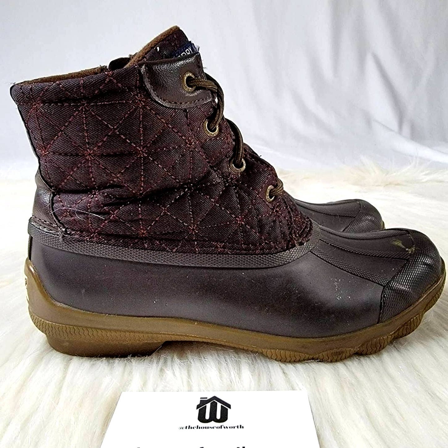 Rare Sperry Saltwater Burgundy & Brown Duck Boots - 6