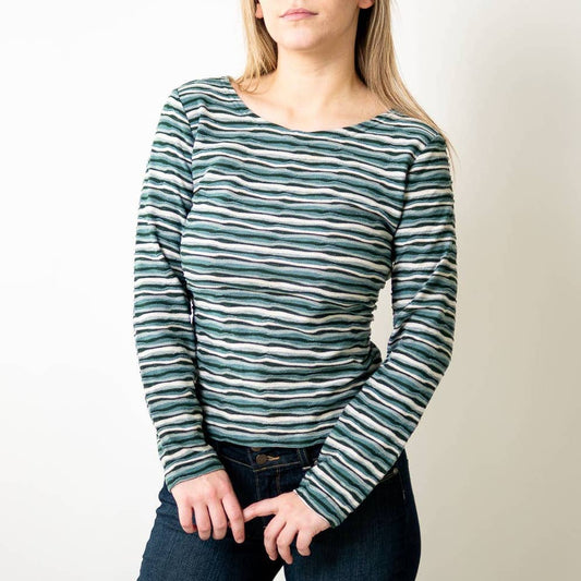 Vintage 90s Long Sleeve Wavy Tee - M