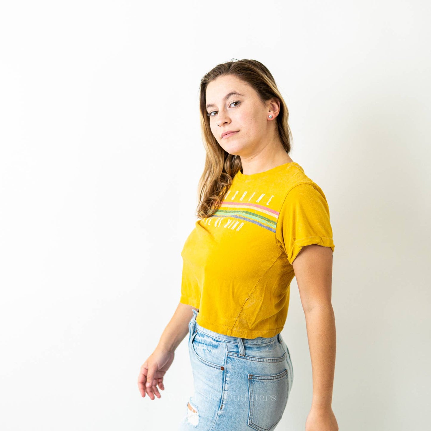 Vibe N' "Sunshine" Yellow Cropped Tee Shirt