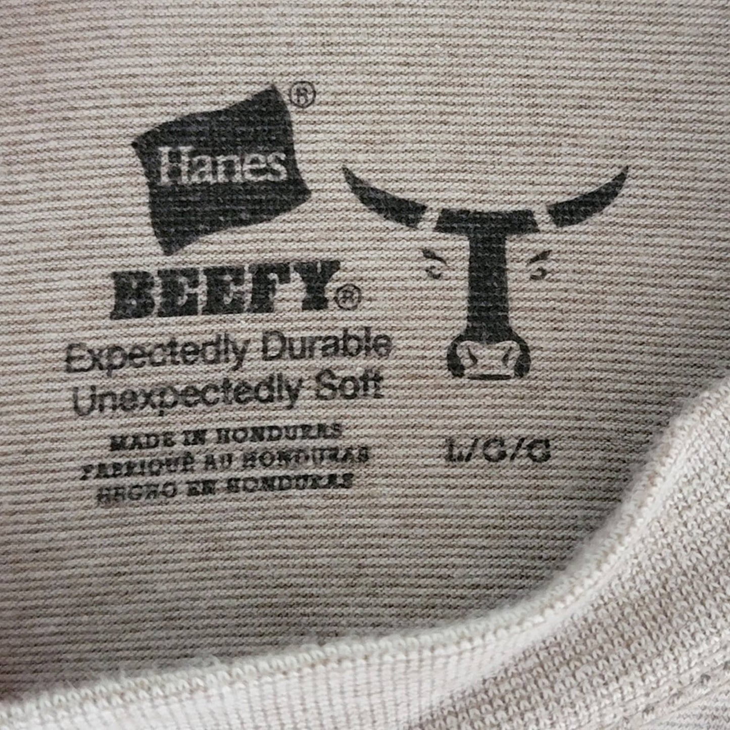 Hanes Beefy Henley Long Sleeve Shirt - L