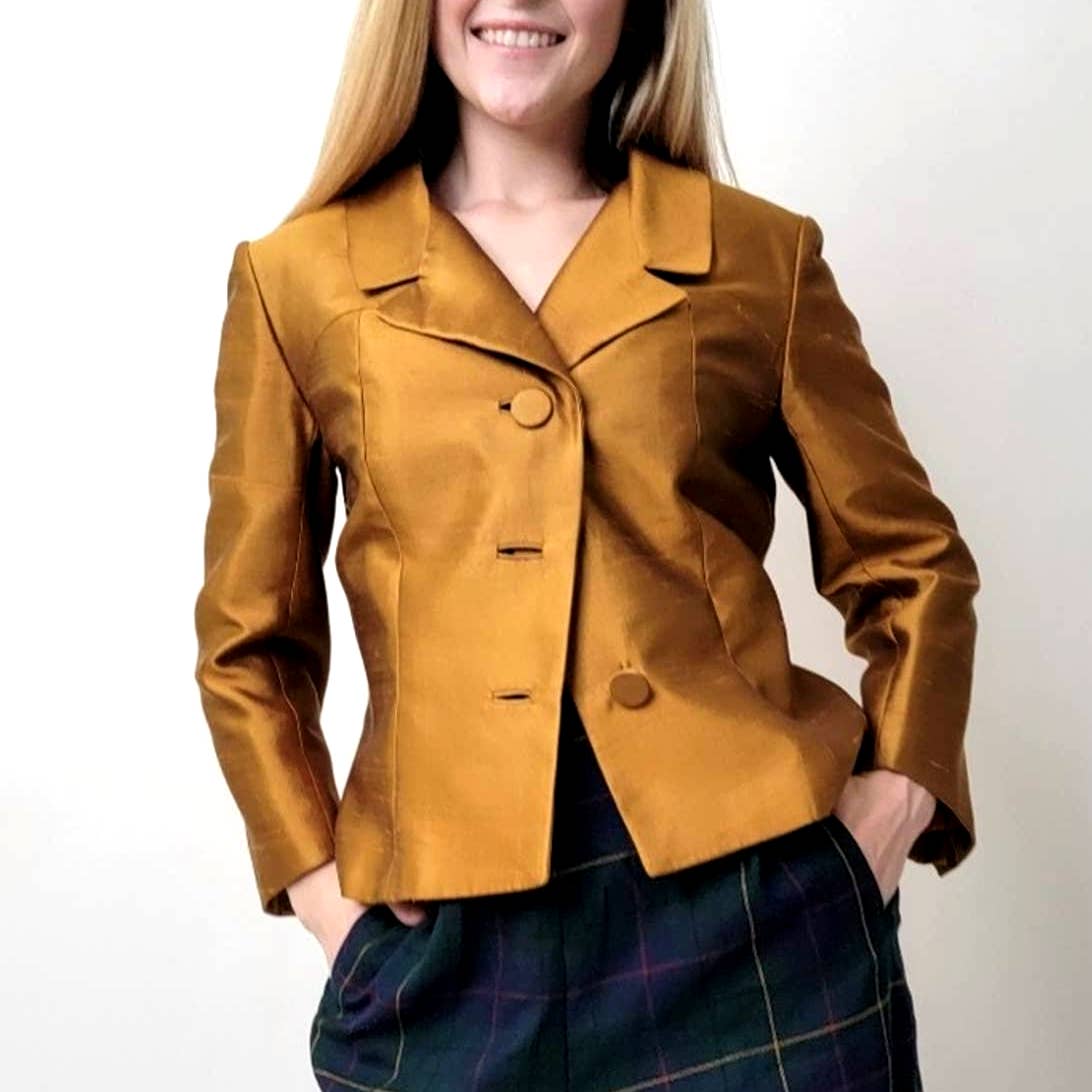 Vintage 60's Gino Rossi Gold Cropped Blazer Jacket