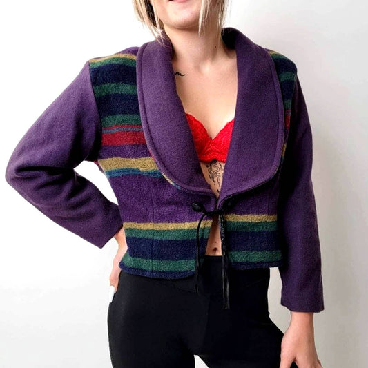 Vintage Wool 90's Striped Jacket - S
