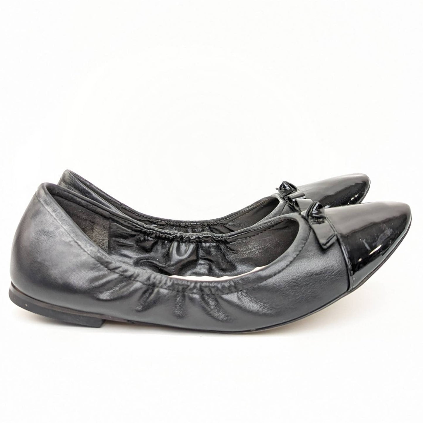 Cole Haan Grand OS Black Leather Ballet Bow Flats - 8