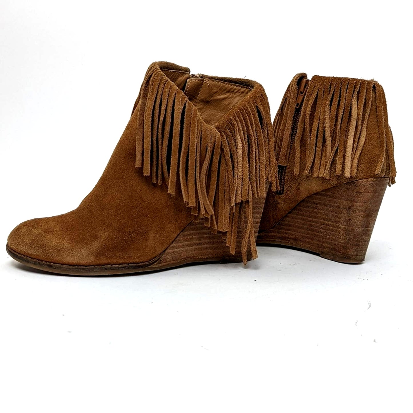 Lucky Brand Yachin Wedge Fringe Tassel Booties - 7.5