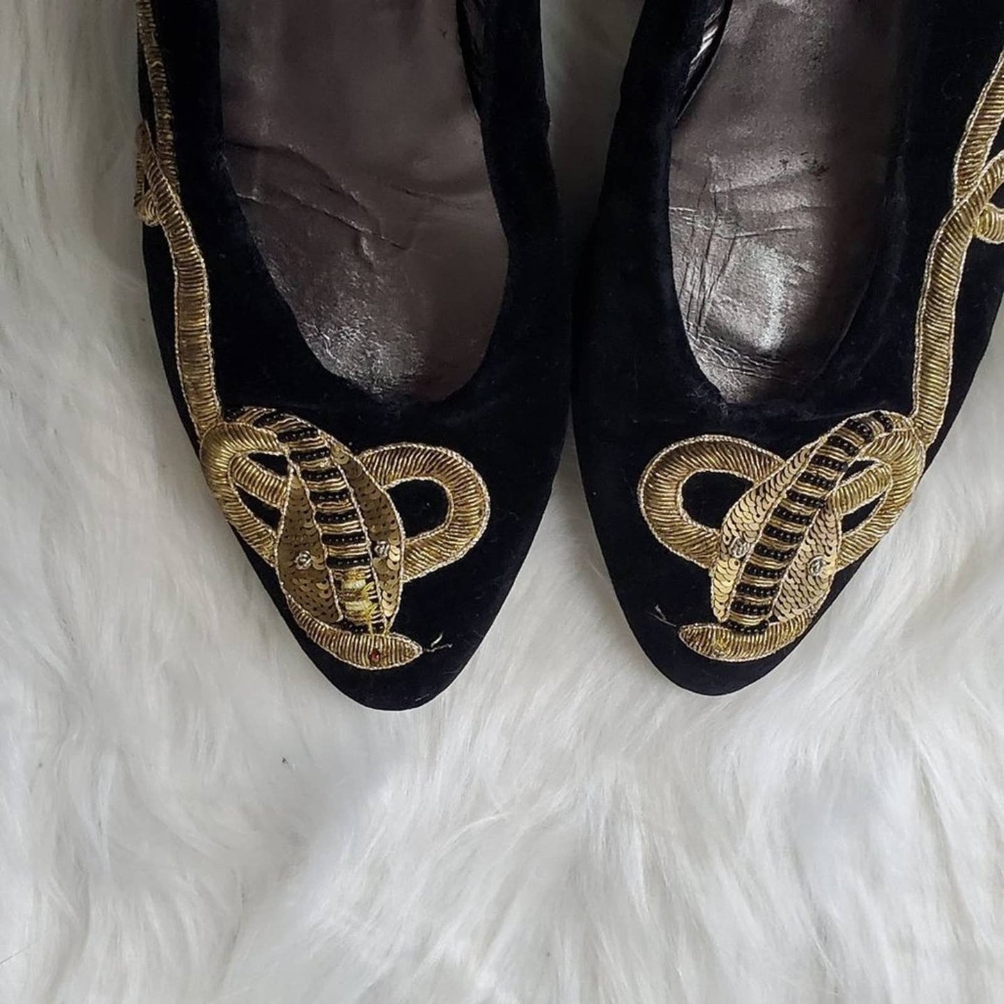 Vintage Andrea Pfister for I. Magnin Black Suede Flats Heels - 7