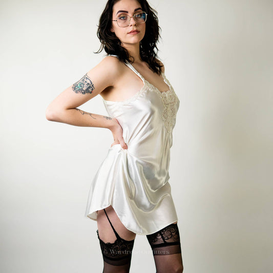 Vintage White Lace Lingerie Slip Dress