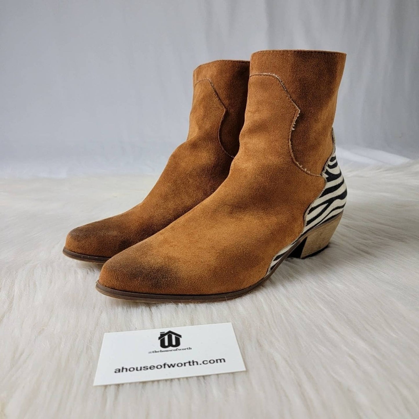 Joli Zebra Animal Print Suede Leather Chelsea Boot - 9
