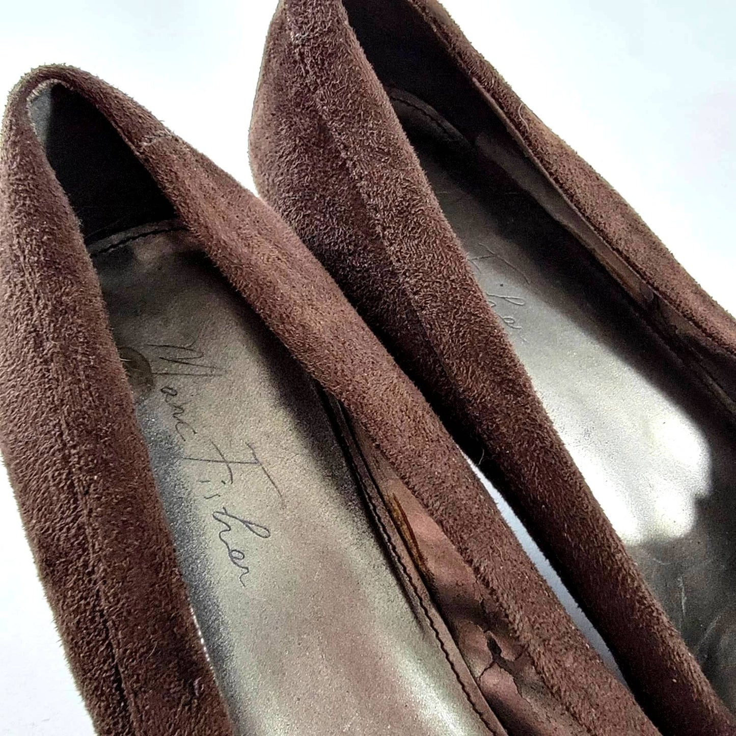 Mark Fisher Chocolate Suede Leather Wedge Loafers - 10