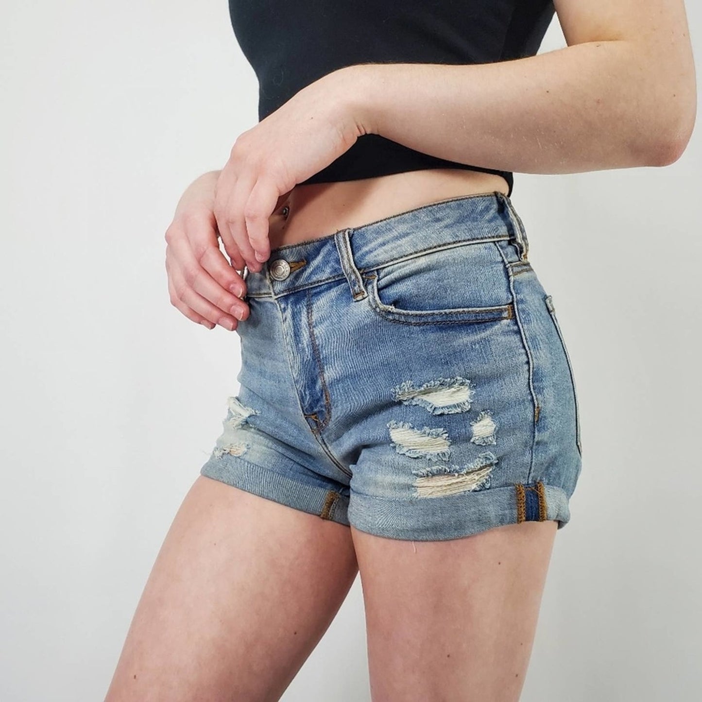 Pacsun Super Stretch Shortie Destressed Cutoff ShortShort Jean Shorts - 23 / 00