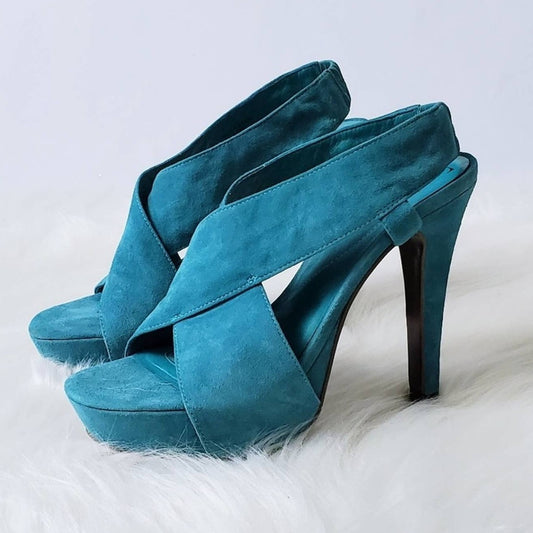 Diane Von Furstenberg Suede Criss Cross Platform Heels - 6