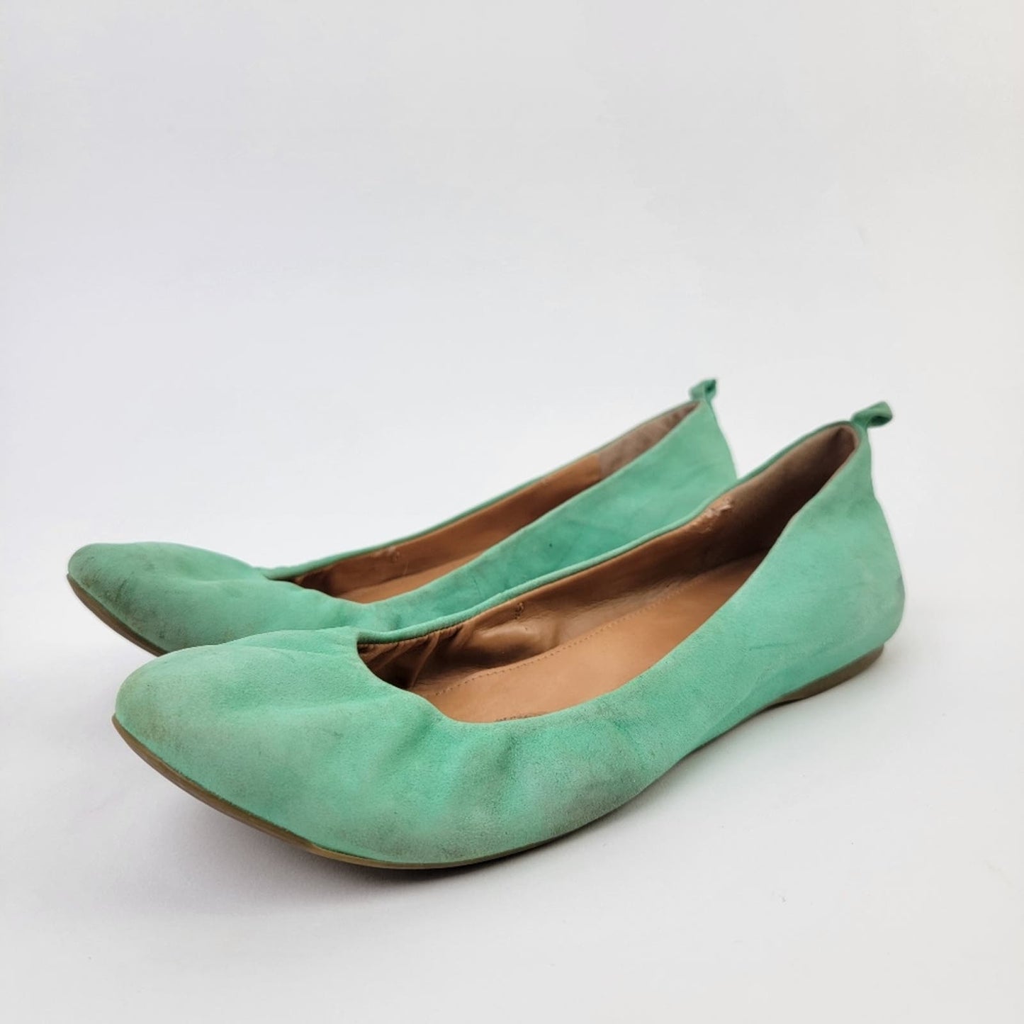 J. Crew Cece Green Suede Ballet Flats 9.5