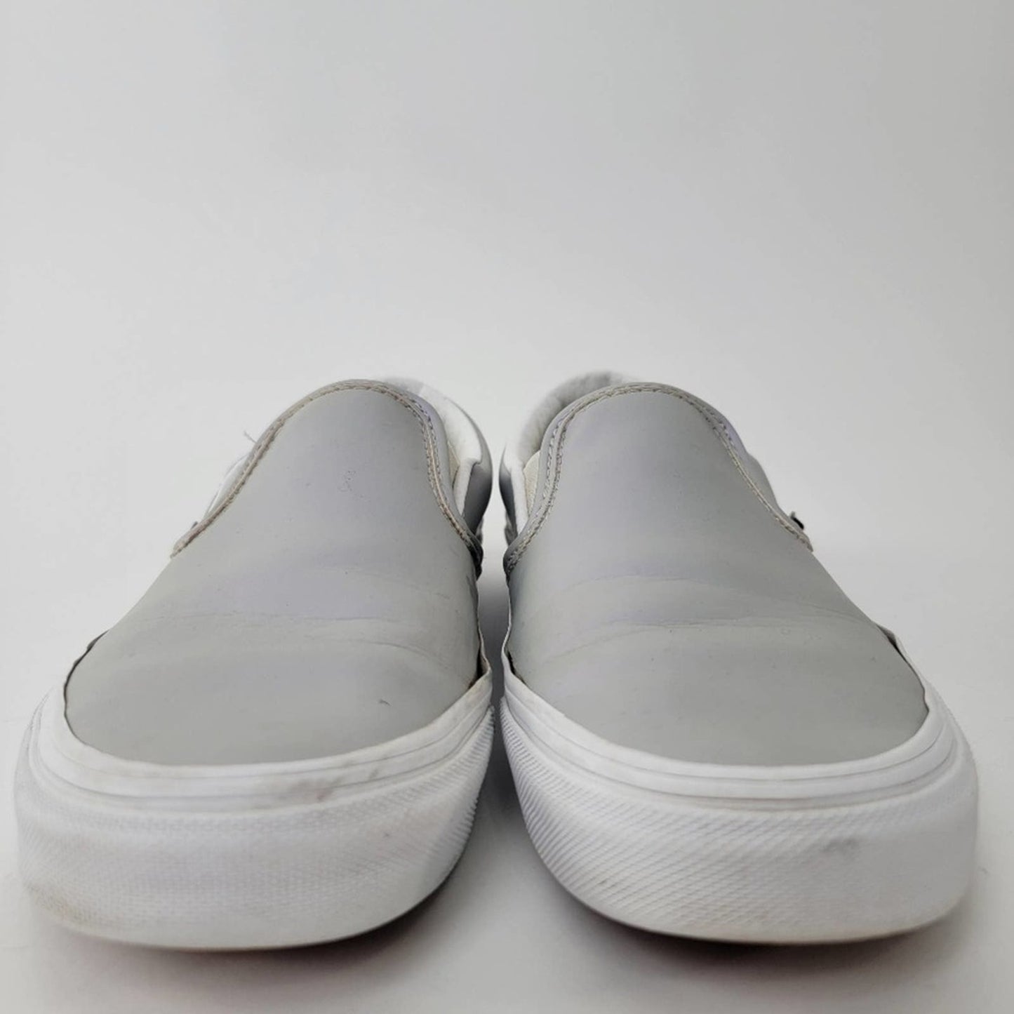 Vans Slip-On Iridescent Muted Metallic Grey & White Skate Shoes - 6.5