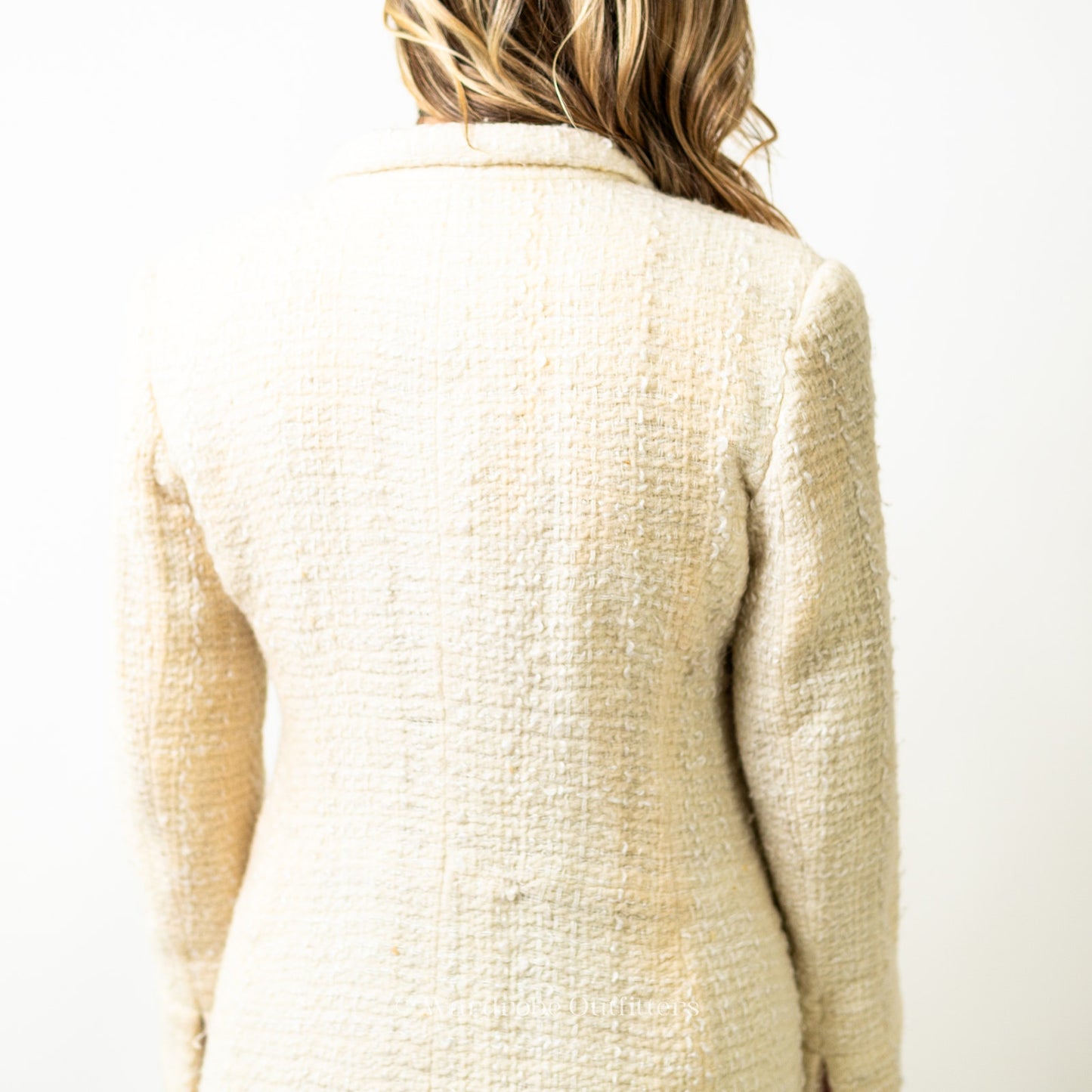 Oscar De La Renta White Wool Blend Pea Coat Jacket