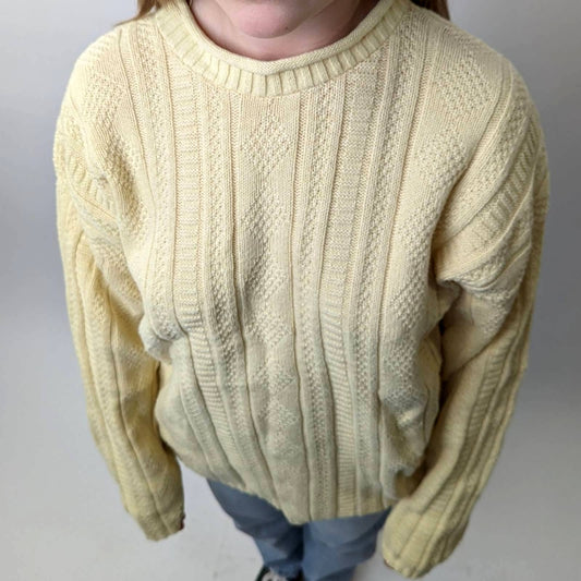 Vintage 90s Cable Knit Chunky Fisherman's Sweater - M