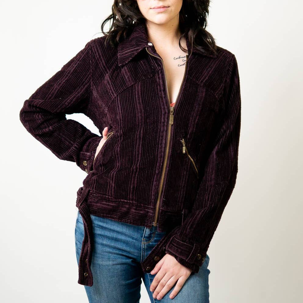 Columbia Corduroy Burgundy Ribbed Jacket - M