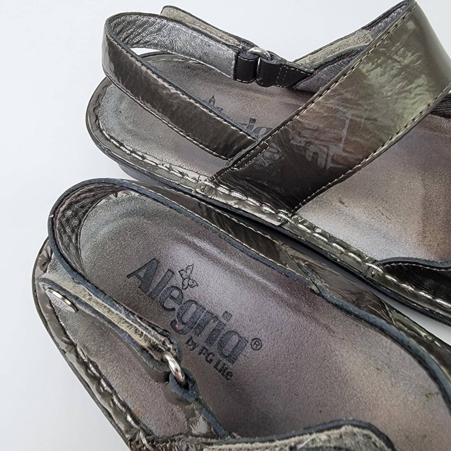 Alegria Verona Chrome Leather Casual Slide Slip On Loafer Platform Sandals - 7