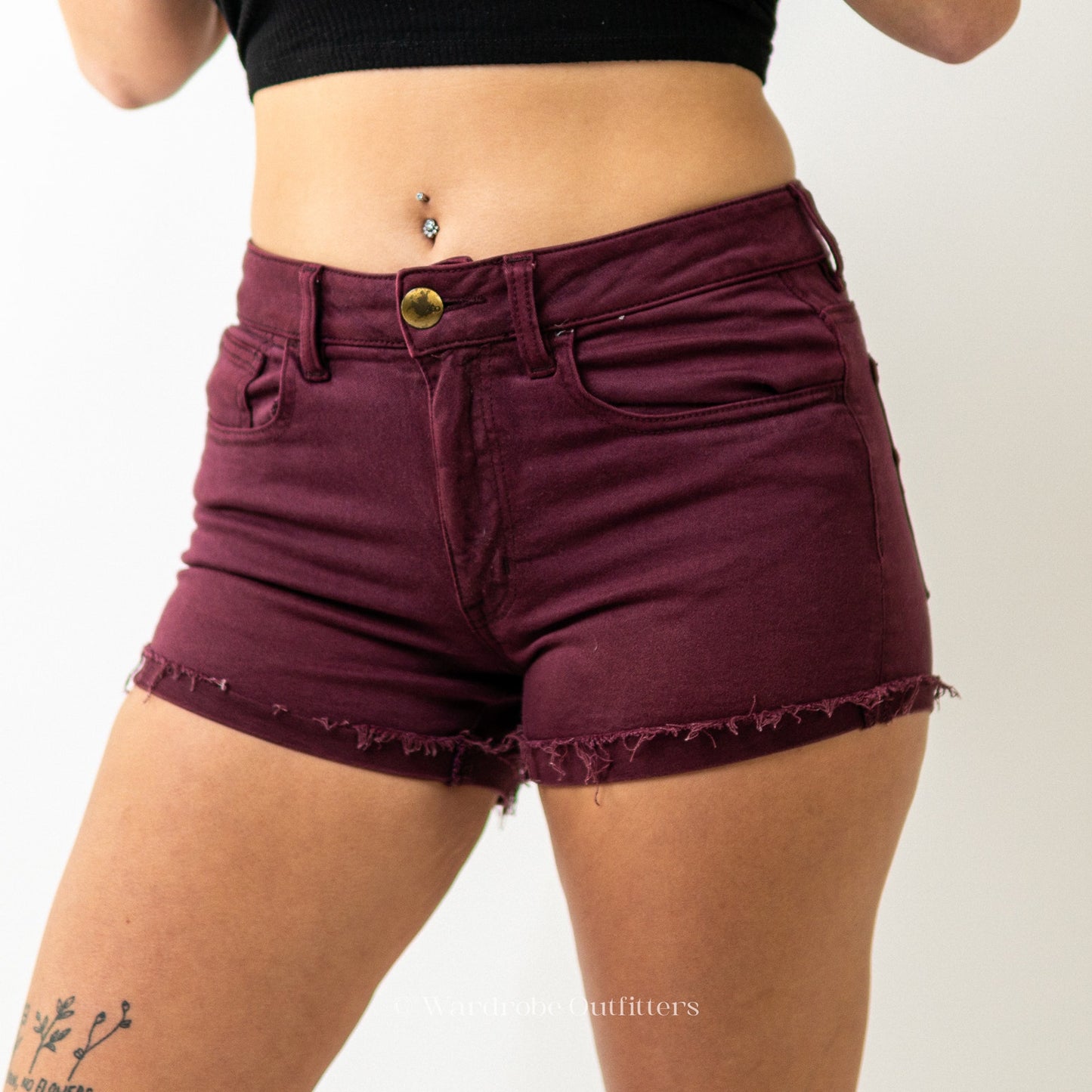 AEO Plum Denim Super Stretch High Rise Shortie Shorts