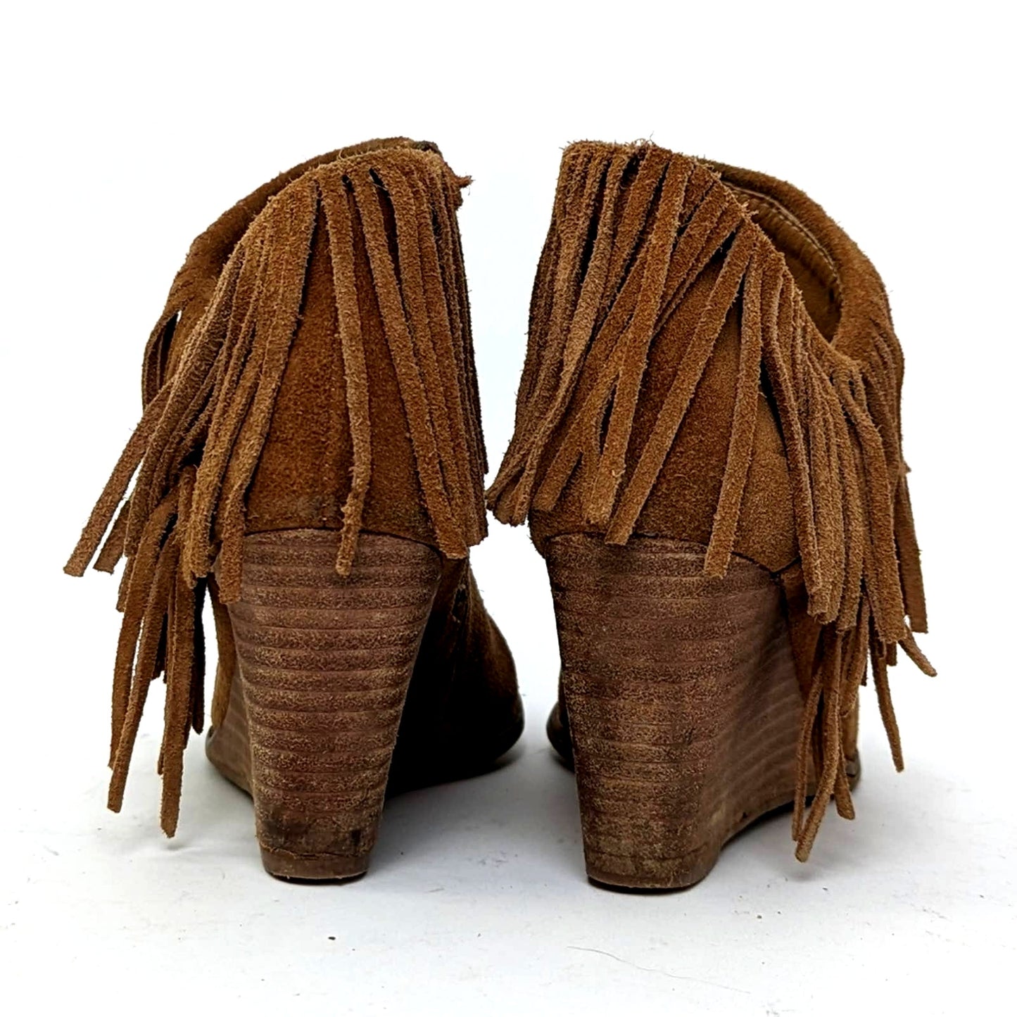 Lucky Brand Yachin Wedge Fringe Tassel Booties - 7.5