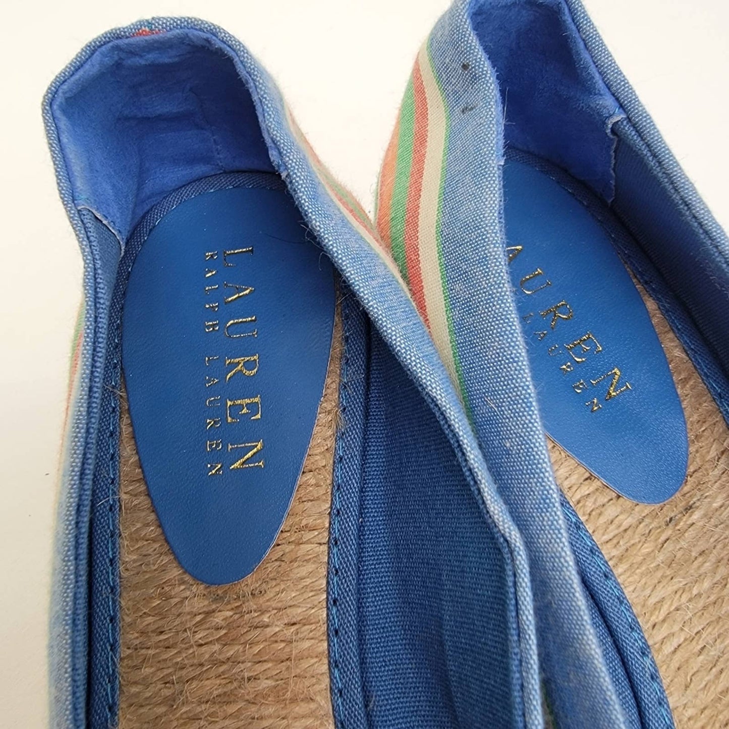 LAUREN Ralph Lauren Cecilia Rainbow Espadrille Wedge Sandal Pump Shoes - 6.5