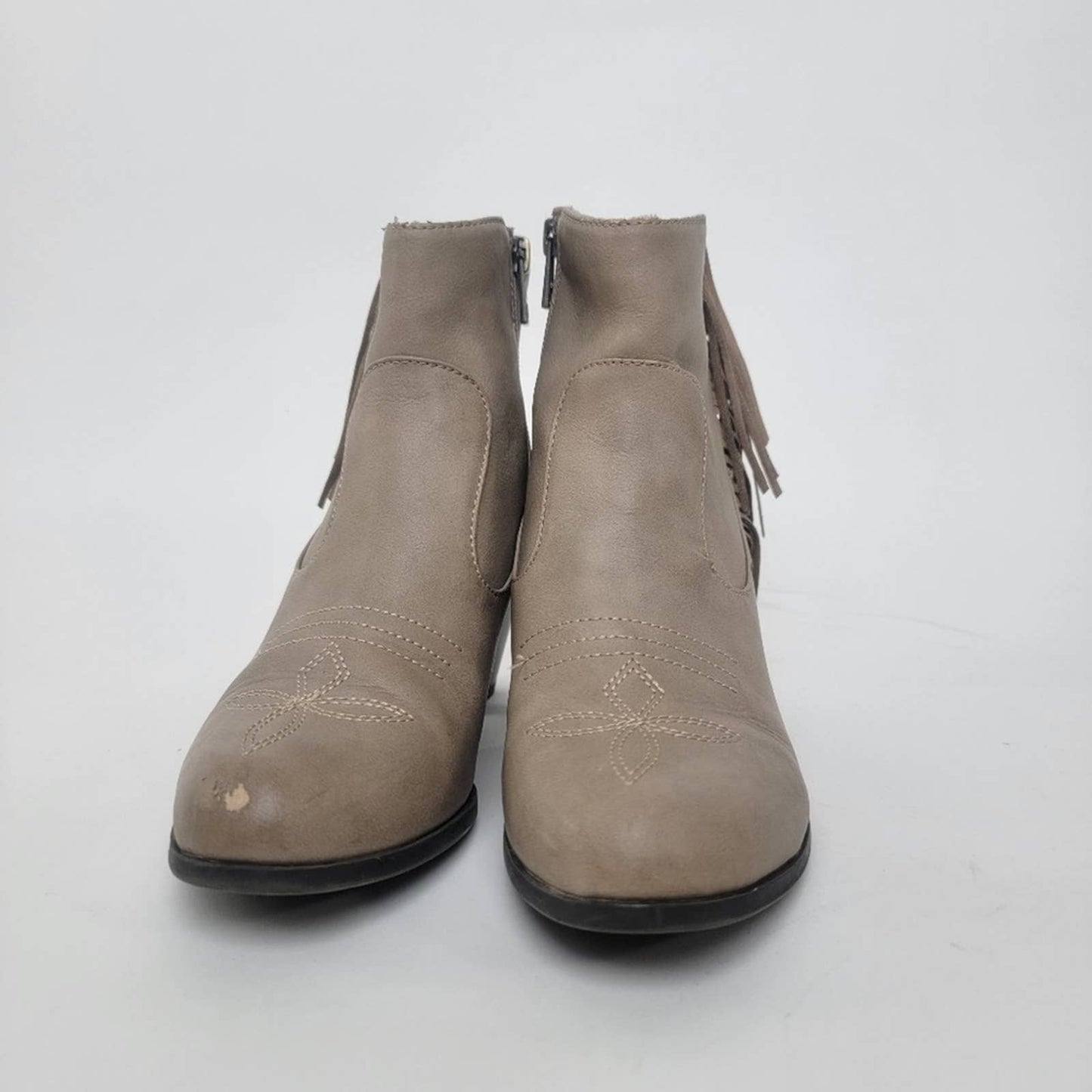 Sam & Libby Watson Fringe Chunky Heeled Ankle Boots - 6.5