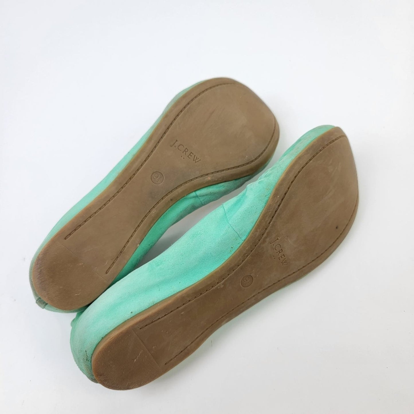 J. Crew Cece Green Suede Ballet Flats 9.5