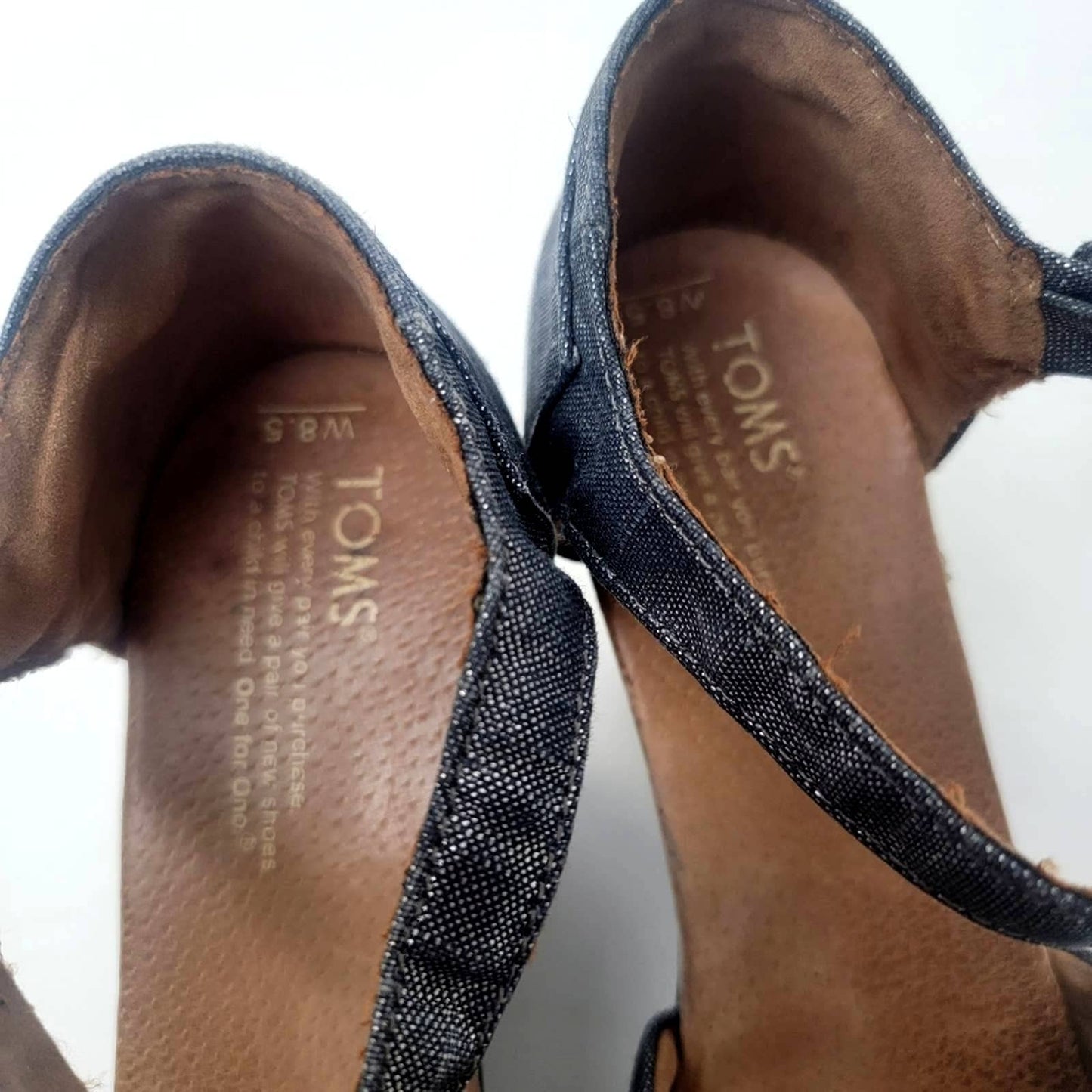 [TOMS] Sienna Iridescent  Black Denim Wedge Heel Sandals - 8.5