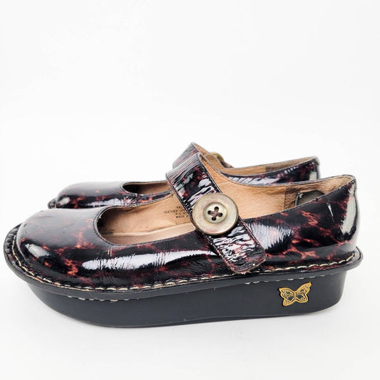 Alegria Tortoise Shell Brown Mary Jane Platform Leather Mules Clogs - 7