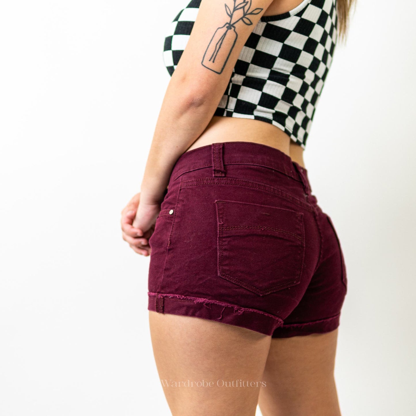RSQ Burgundy Red Low Rise Denim Shorts