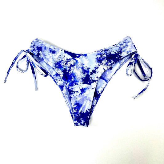 Blue & White Tie Dye Marble Triangle Cut Bikini Bottoms