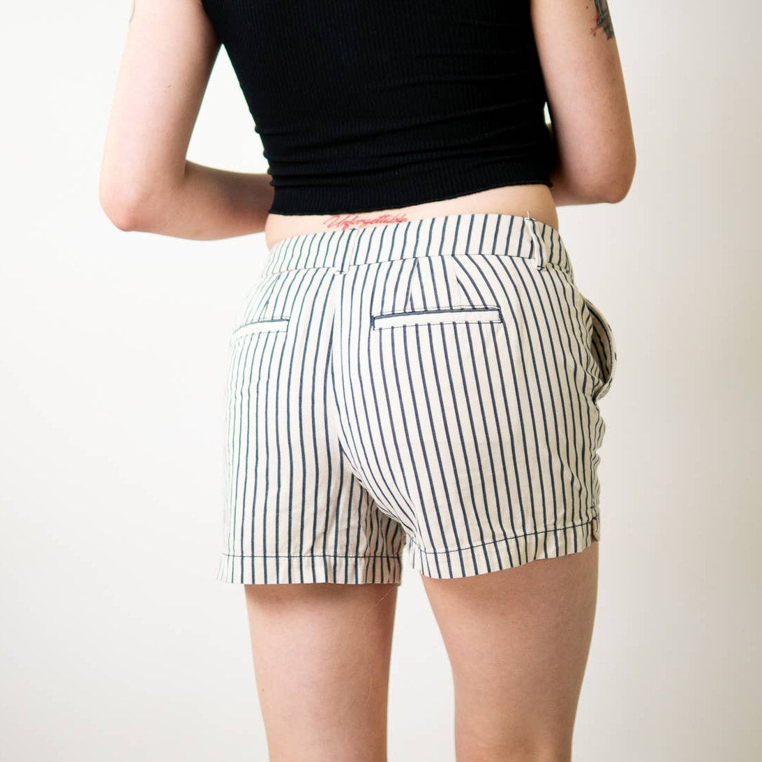 LOFT Cotton Nautical Pinstripe Shorts