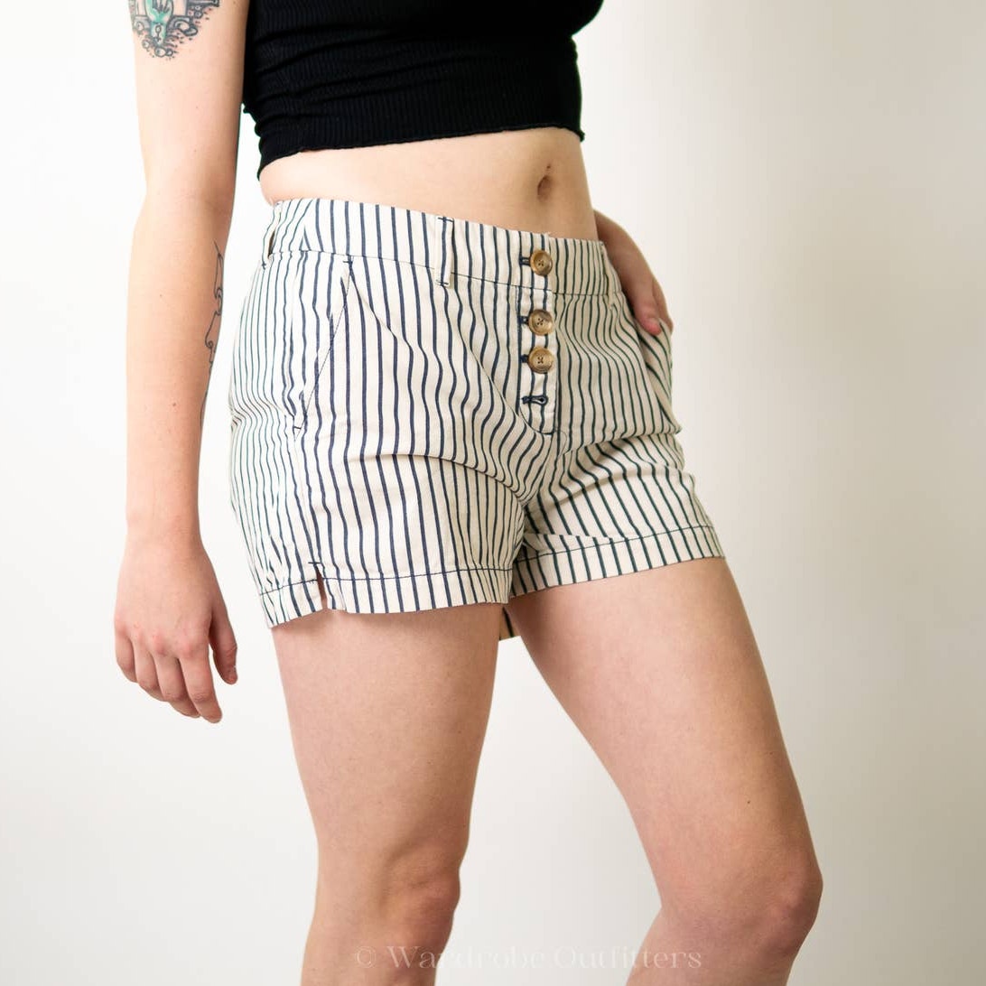 LOFT Cotton Nautical Pinstripe Shorts