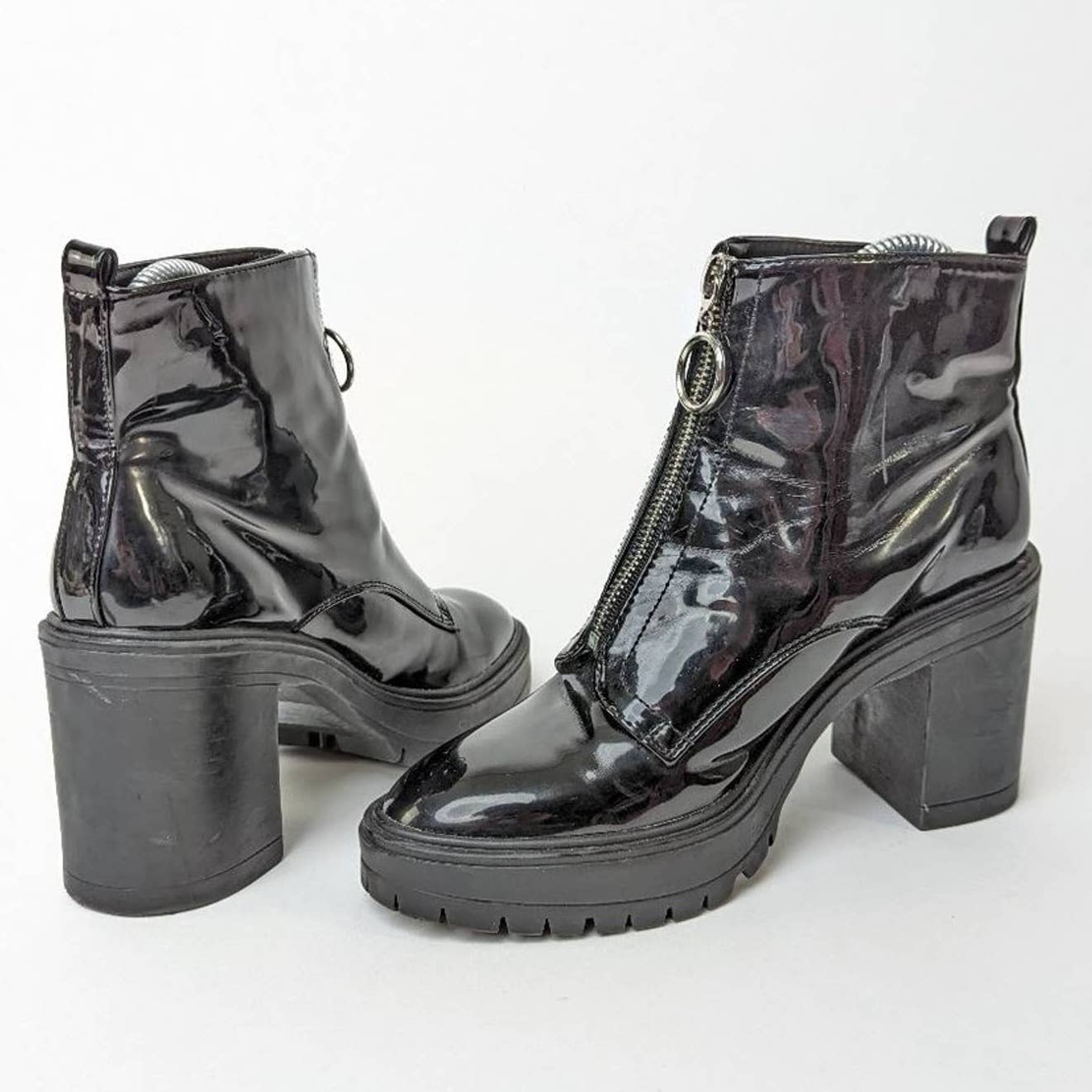 Goth High Heel Platform Chunky Vinyl Boots - 6