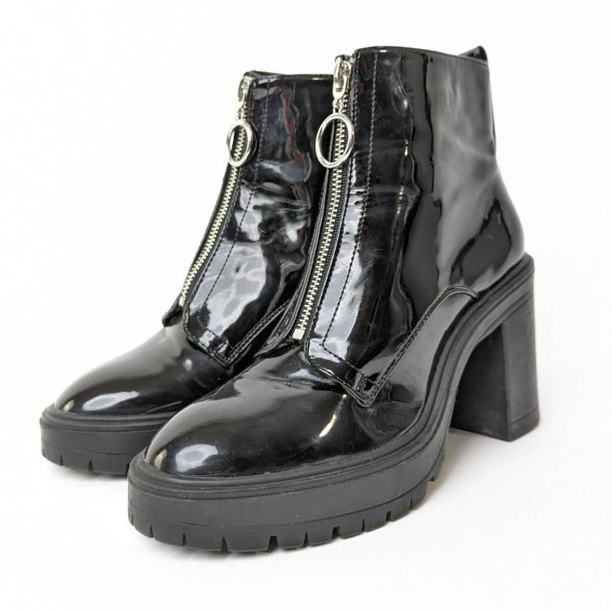 Goth High Heel Platform Chunky Vinyl Boots - 6