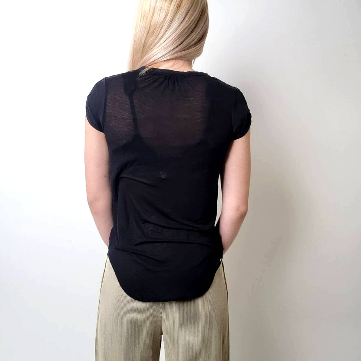 ARITZIA x BABATON Phillip Silk Sheer Tee Shirt Blouse - XS