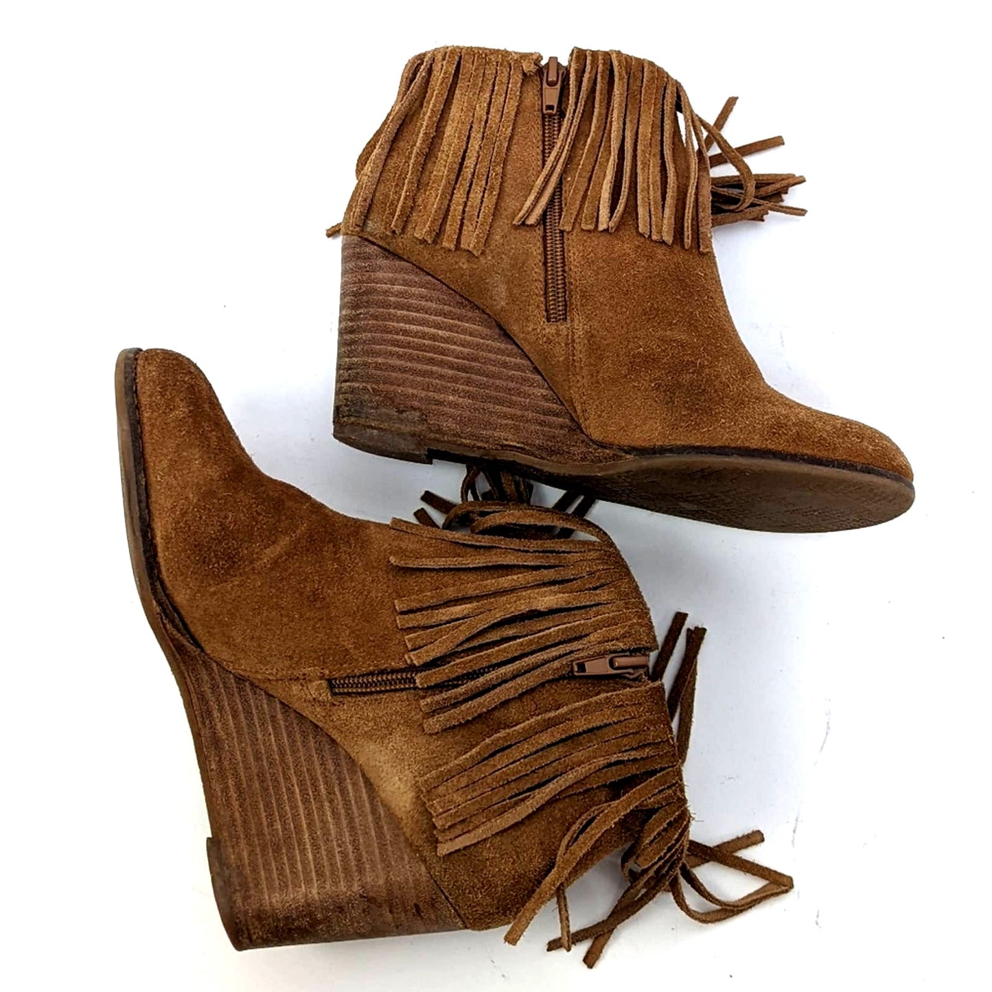 Lucky Brand Yachin Wedge Fringe Tassel Booties - 7.5