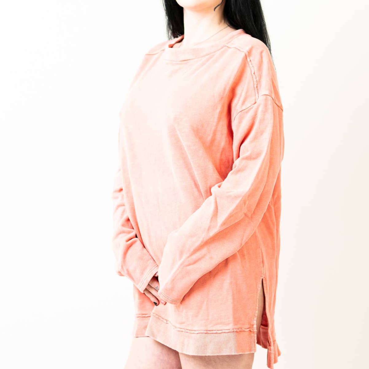 Anthropologie Pilcro Salmon Pink Long Sleeve Sweater Dress