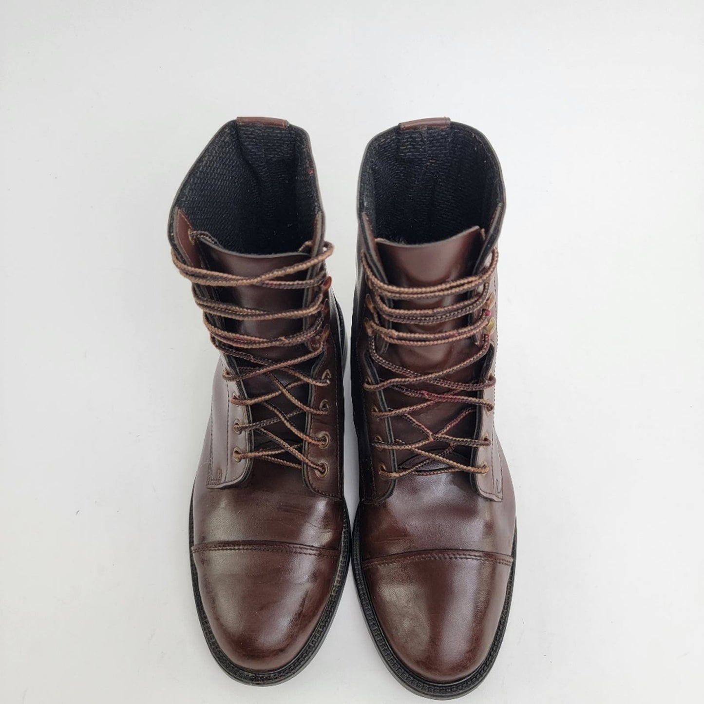 Vintage 90s Brown Leather Capped Toe Cottage Boots - 6