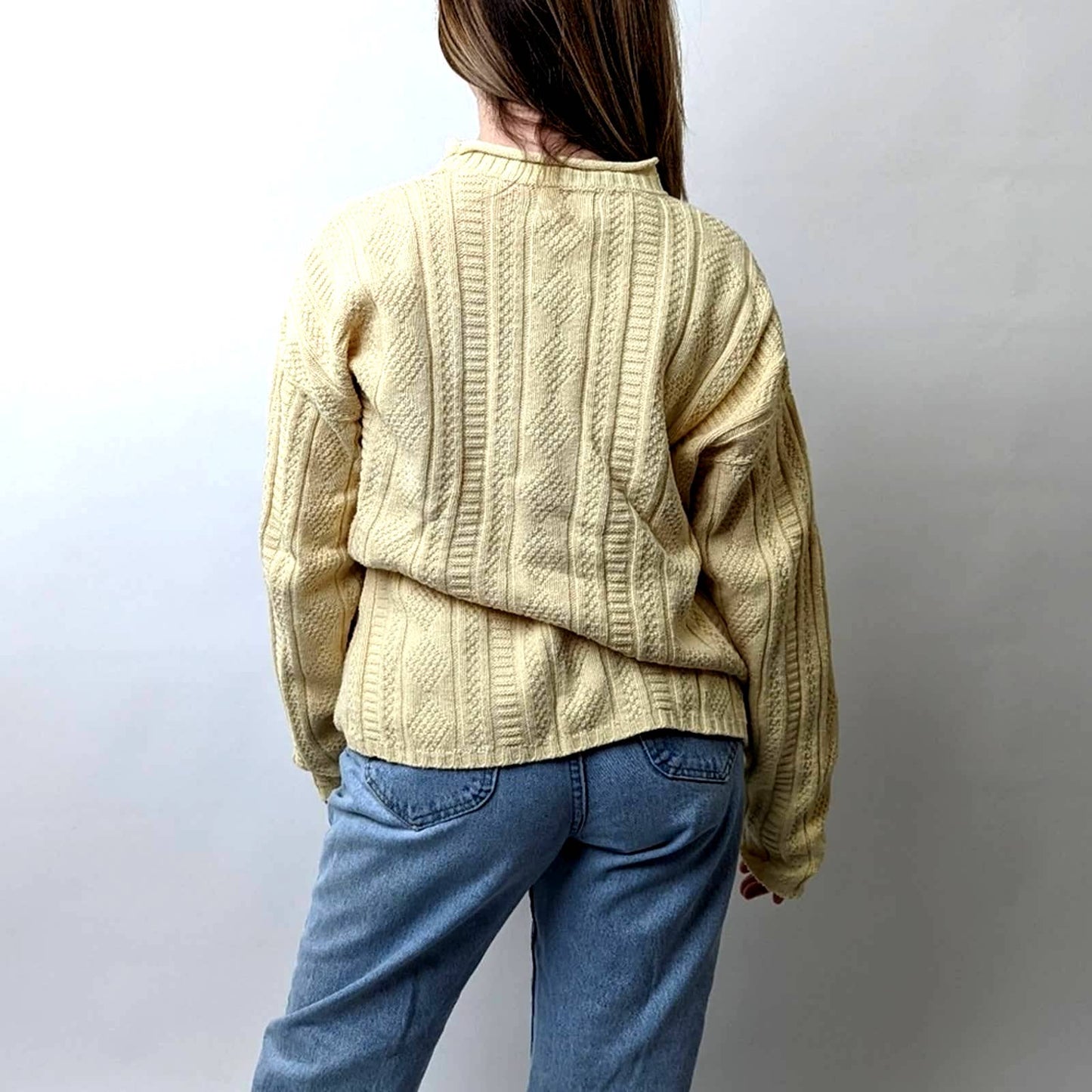 Vintage 90s Cable Knit Chunky Fisherman's Sweater - M