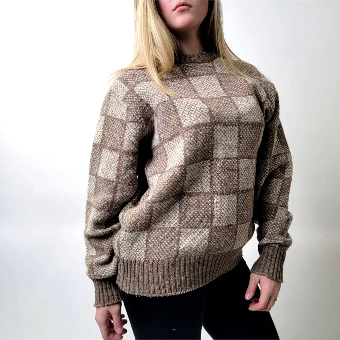 Vintage Mock Neck Chunky Knit Sweater - M