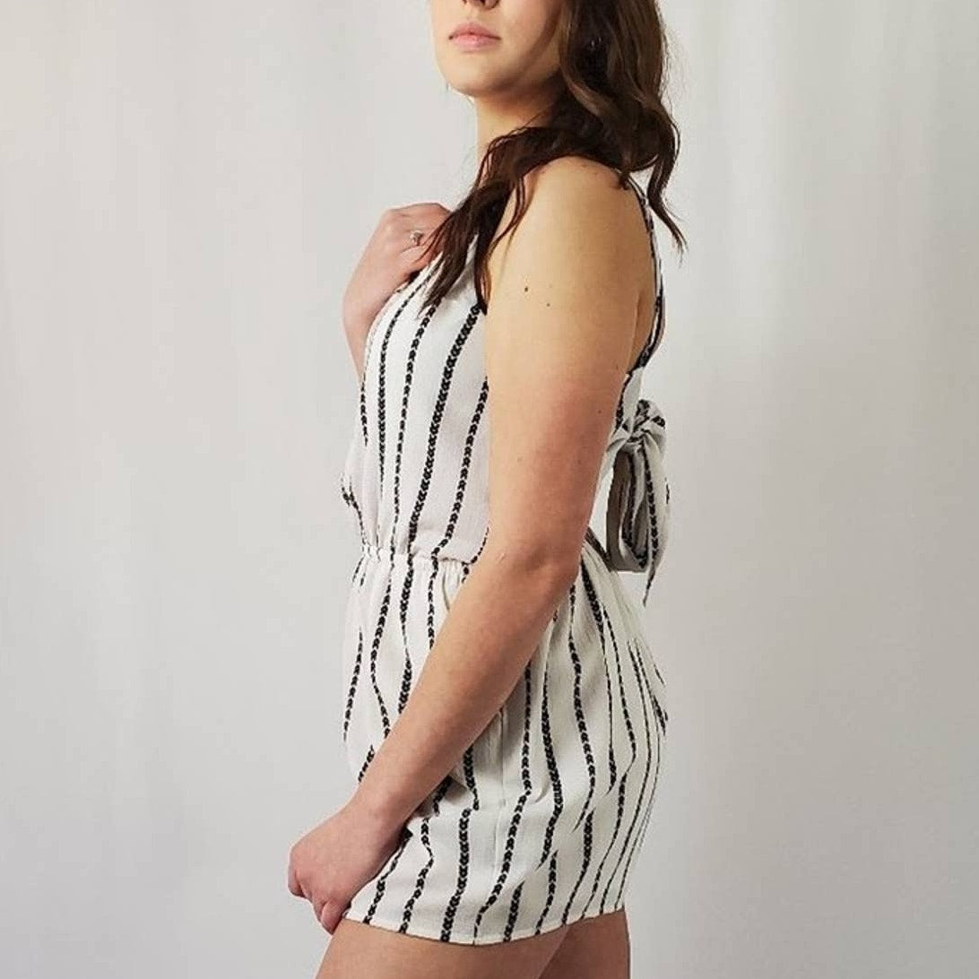 One Clothing Los Angeles Black & White Striped Romper - M