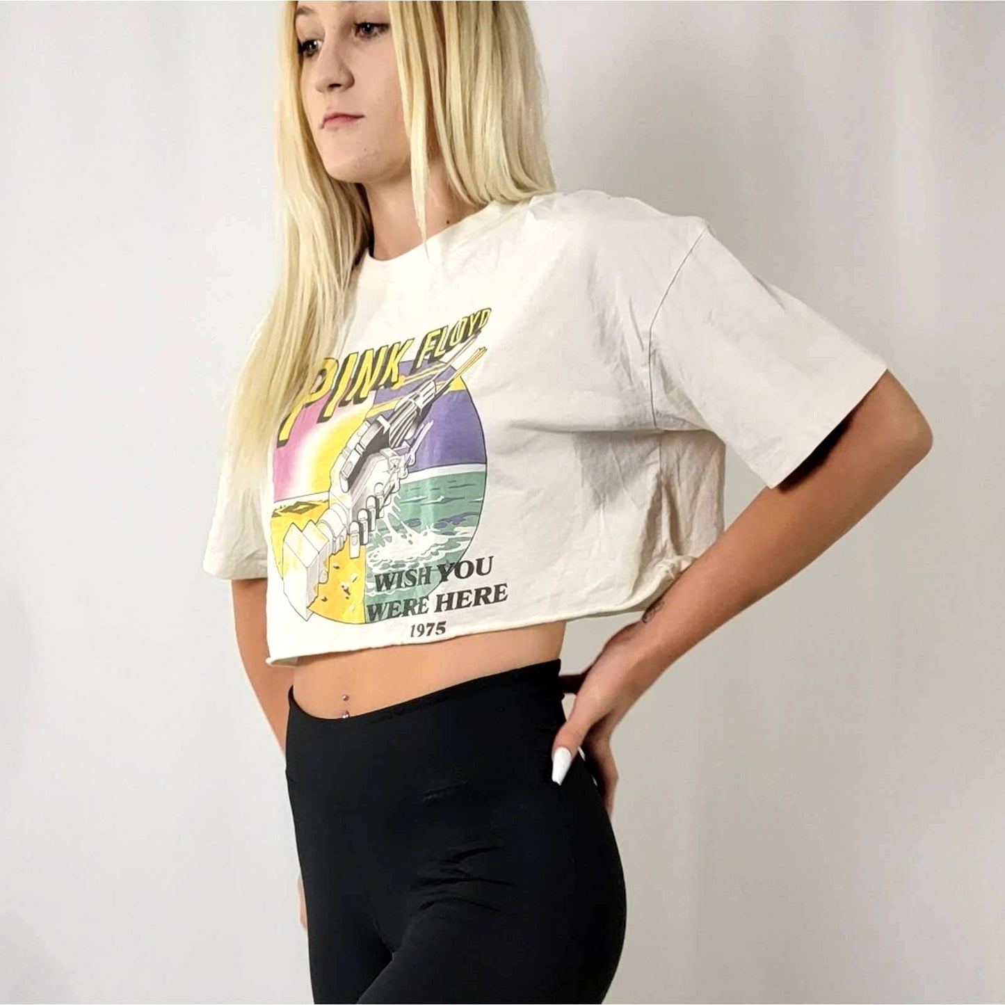 Pink Floyd Wish You Were Here Distressed Oversized Band Tee Crop