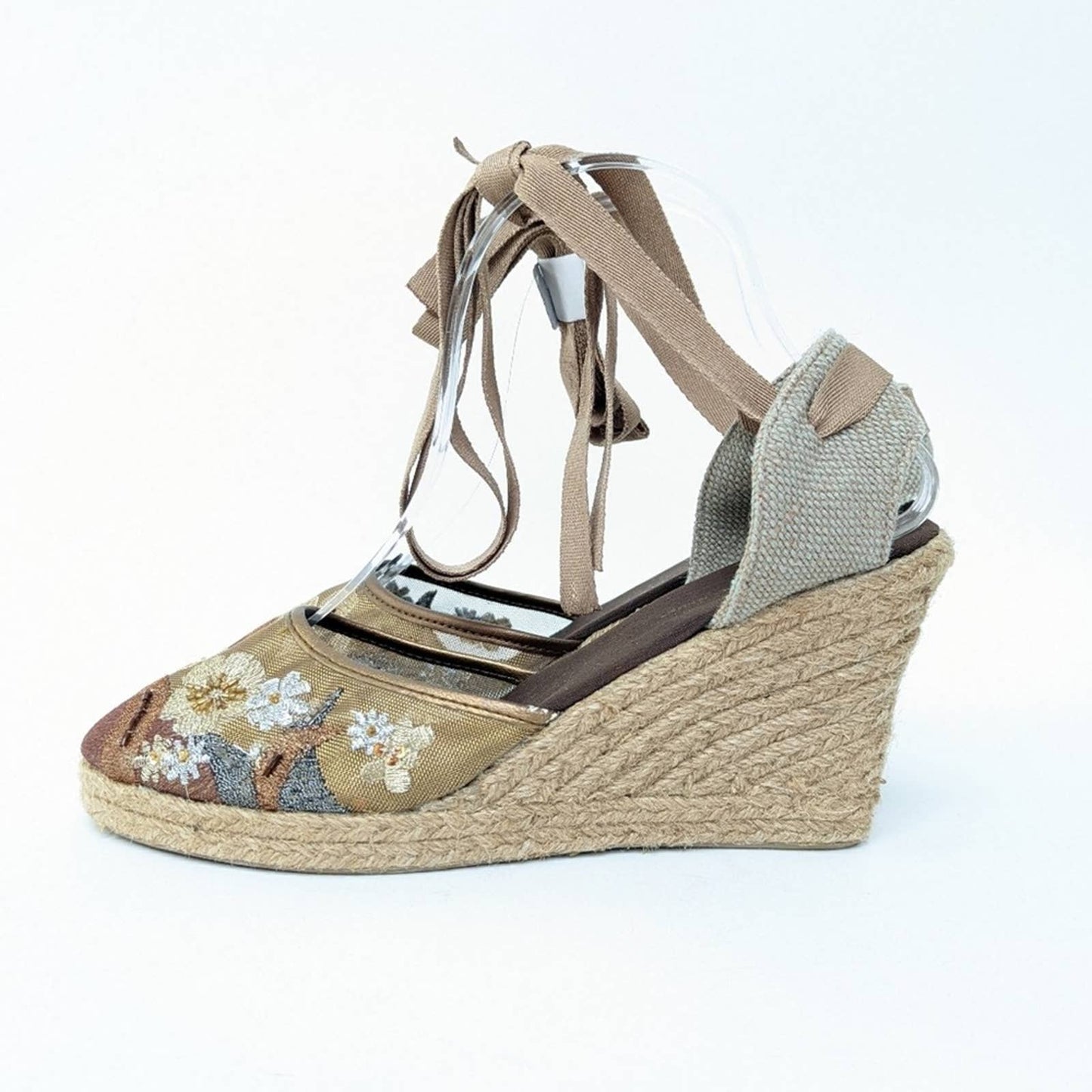 NEW MONTEGO BAY CLUB Embroidered  Floral Espadrille Wedge Sandals - 8