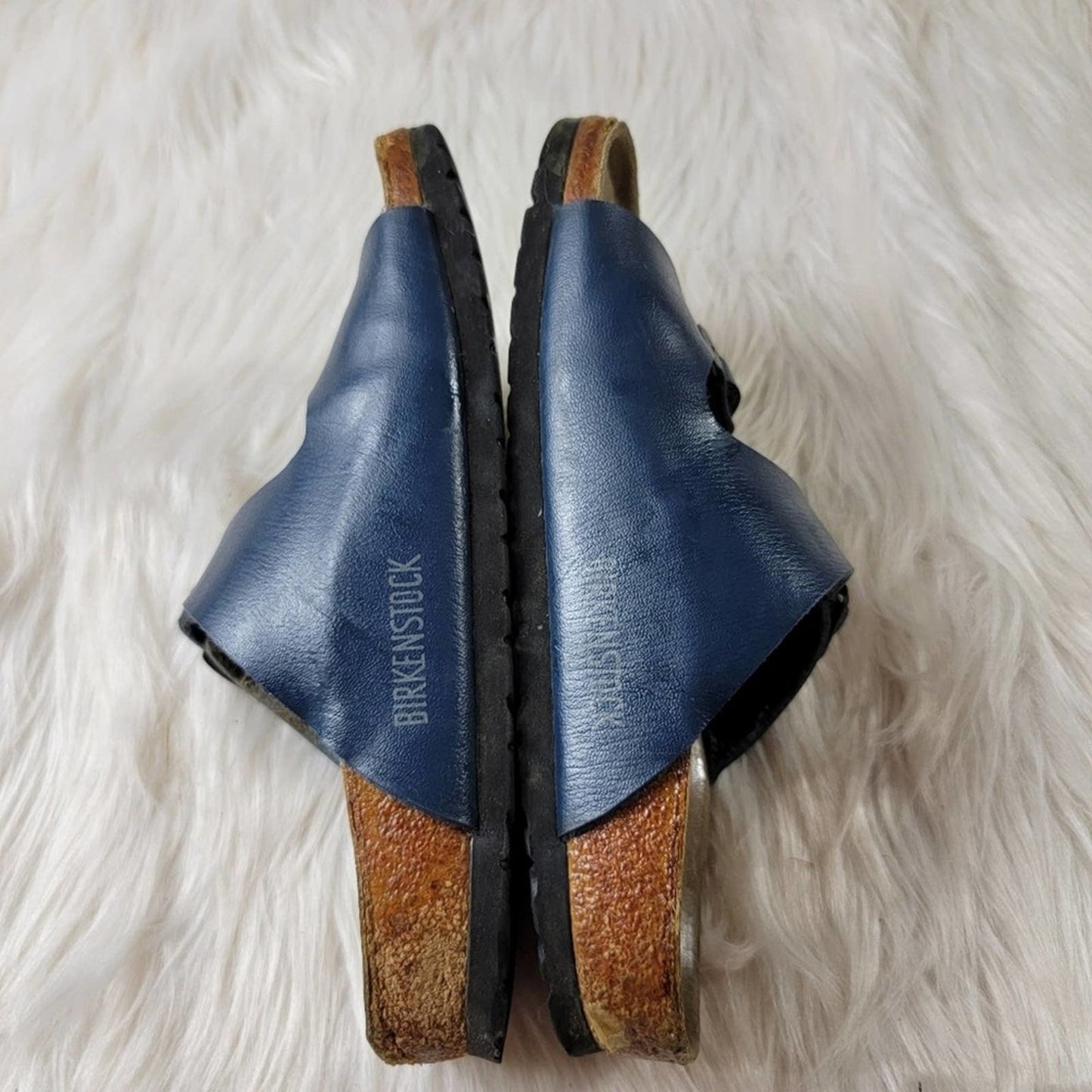 Birkenstock Navy Blue Leather Milano Sandals - 6