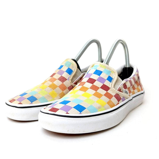 Vans Rainbow Checkered Loafer Slides - 7.5